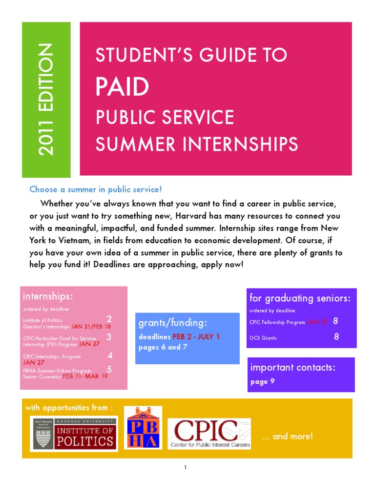Harvard Summer Public Service Internships | PDF | Graduate School ...