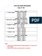 Schedule For Video Recording