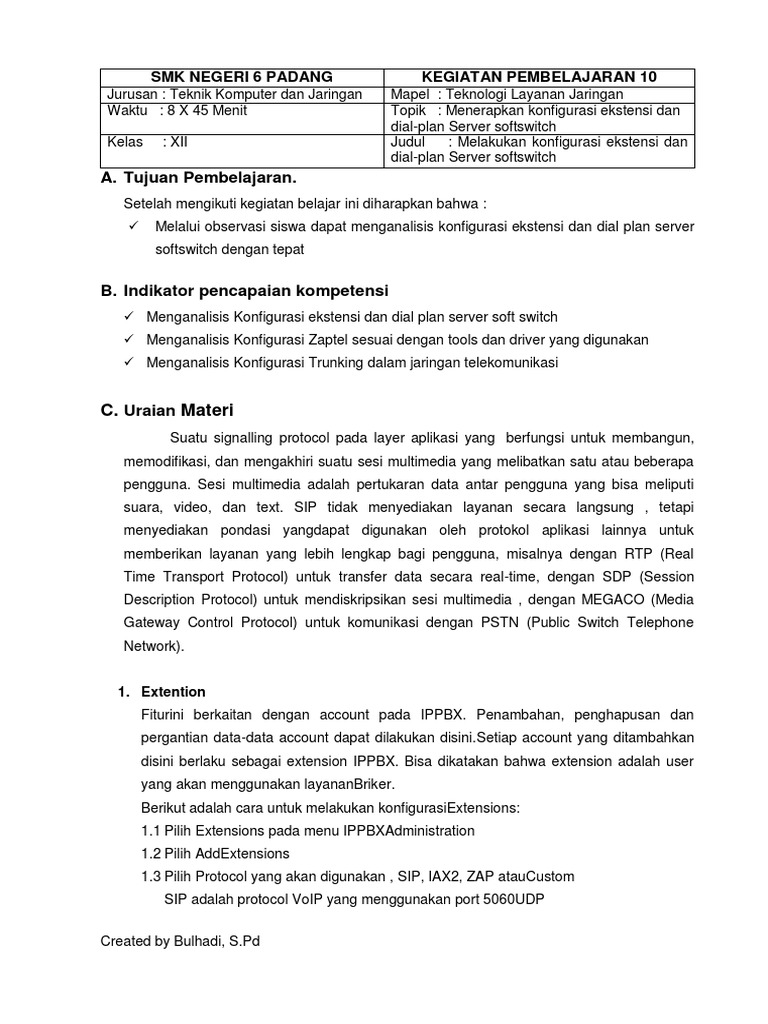 M 10 20 9 8 Menerapkan Konfigurasi Ekstensi Dalam Dial Plan Server Softswitch Siswa