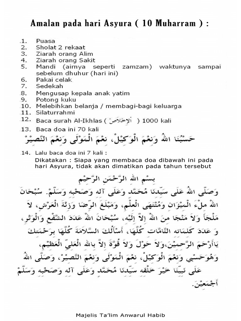 Amalan 10 Muharram Hari Asyura