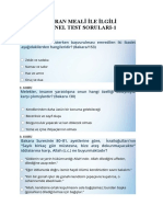 Kuran Meali̇ Ile Ilgili Genel Test Sorulari-1 PDF