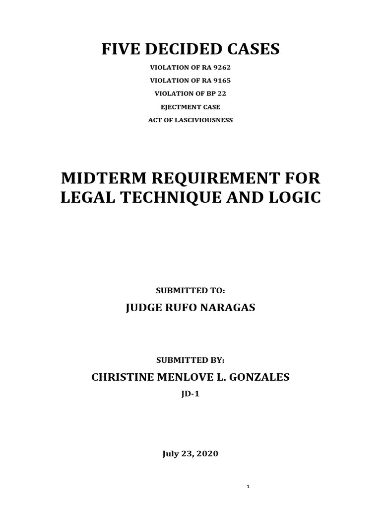 Five Decided Cases: Judge Rufo Naragas | PDF | Reasonable Doubt | Acquittal