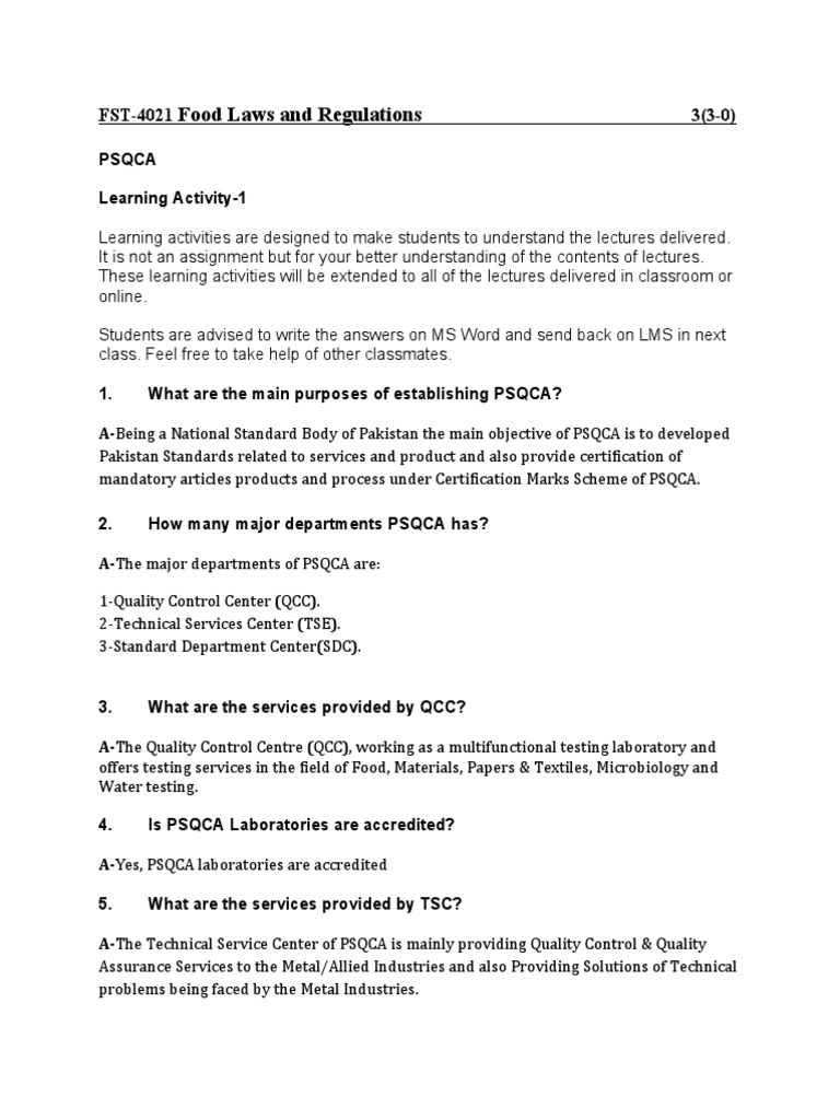 PSQCA Standards and Services Overview | PDF
