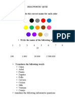 Colors: Diagnostic Quiz - Write The Correct Name For Each Color