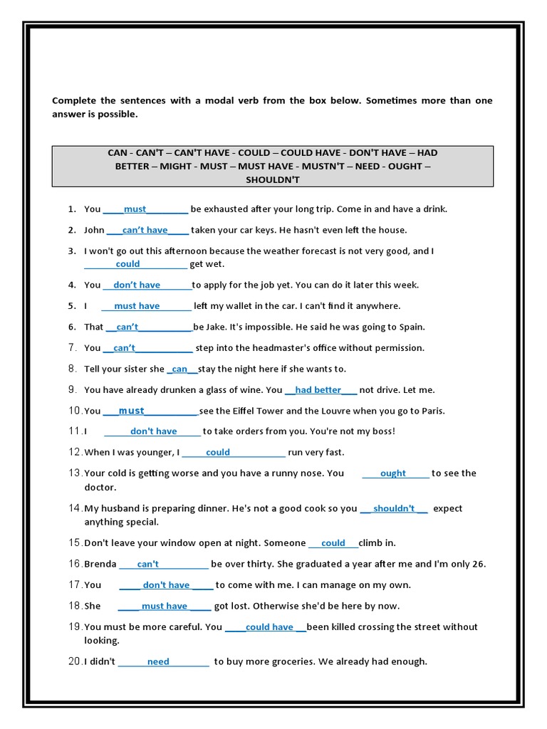 Modal Verbs (B1) | PDF