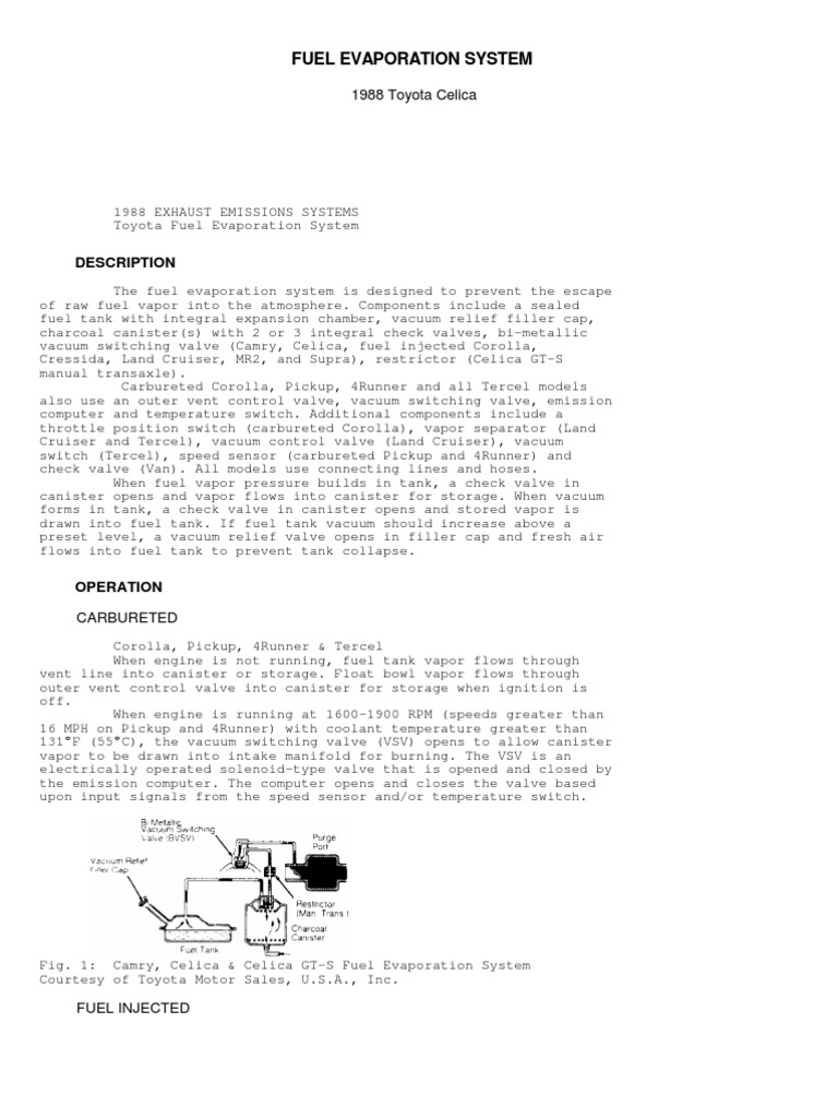 Fuel Evaporation System PDF Carburetor Throttle