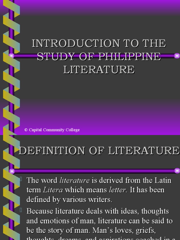 Introduction To The Study of Philippine Literature PDF Traditional Stories Narrative