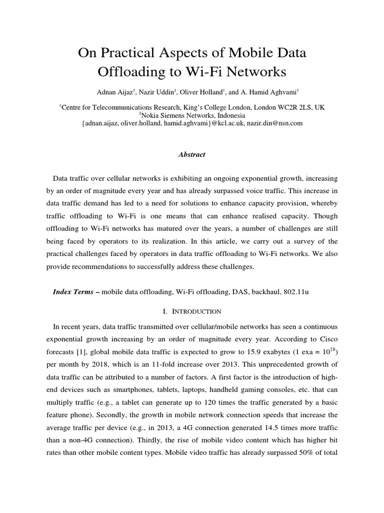 On Practical Aspects of Mobile Data | PDF | Wi Fi | Wi Max