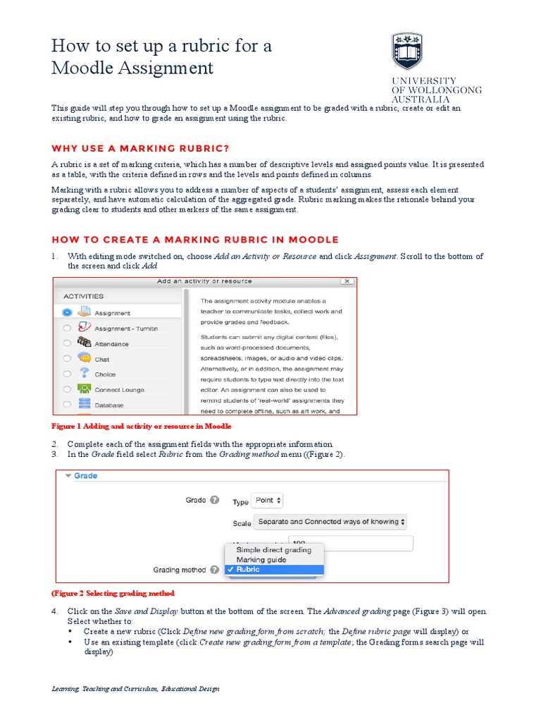 How To Create A Rubric in Moodle Assignment | PDF | Rubric (Academic ...