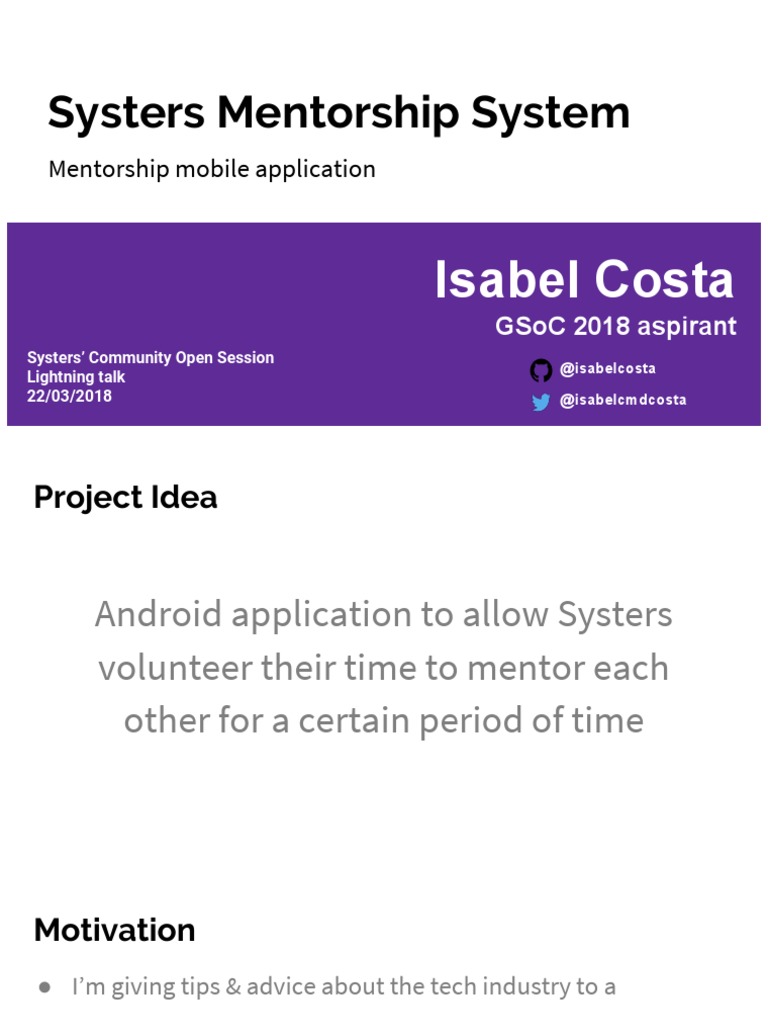 Systers Support System Presentation PDF | PDF | Mentorship ...