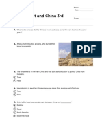 Quiz - Ancient Egypt and China 3rd Grade PDF