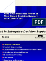 Lower Cost Web-Based Decision Support with WebIntelligence