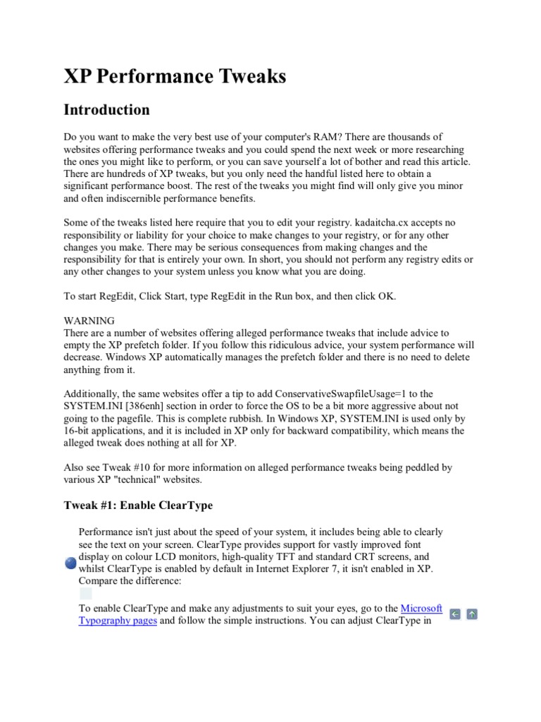 Windows XP Registry Tweaks Guide | PDF | Windows Registry | Random ...