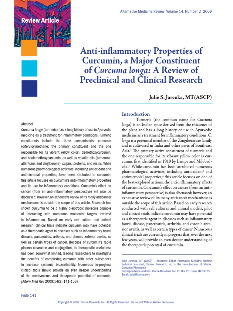 AntiInflammatory Properties of Curcumin, A Major Constituent of