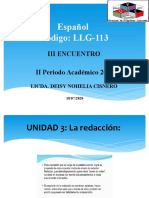 Español Código: LLG-113: Iii Encuentro II Periodo Académico 2020