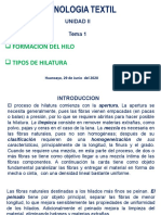 Formación del hilo y tipos de hilatura