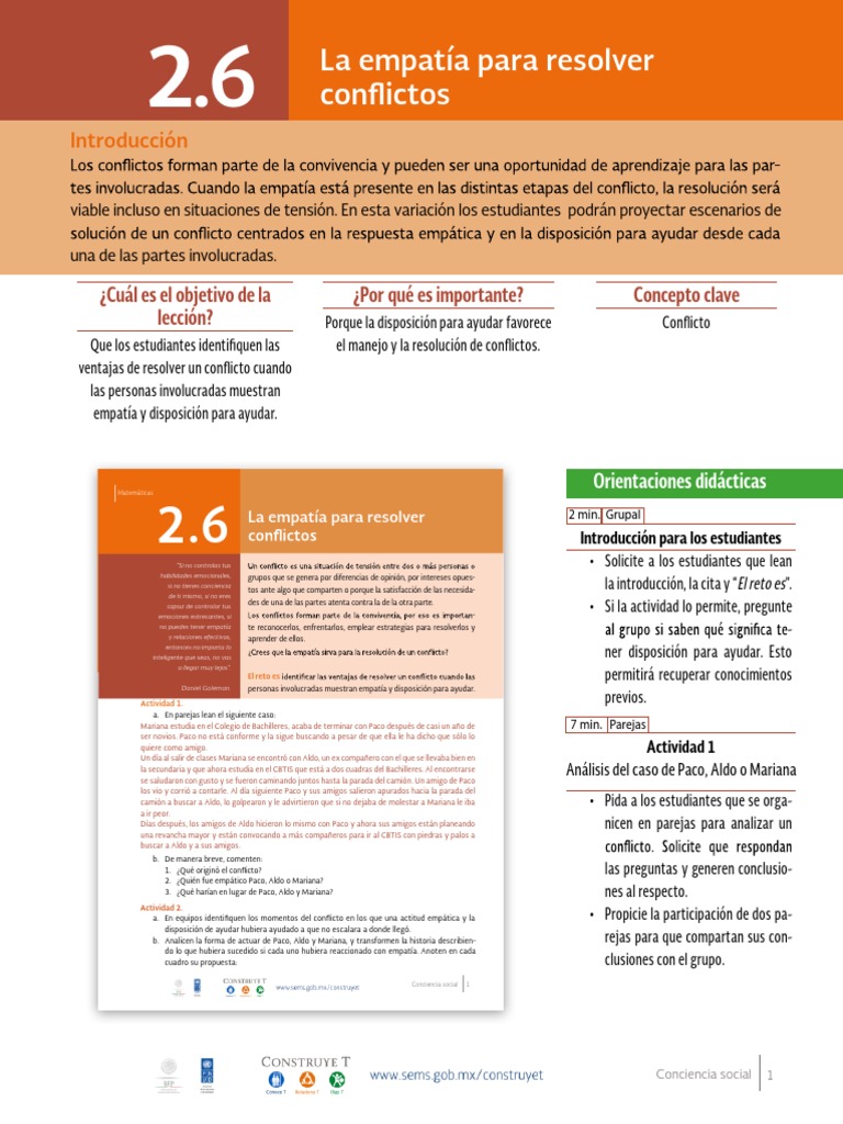 Empatía en la Resolución de Conflictos | PDF | Empatía | Las emociones