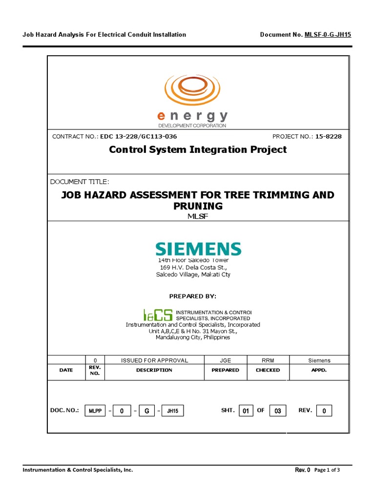 Electrical Conduit Installation JHA | PDF | Personal Protective ...