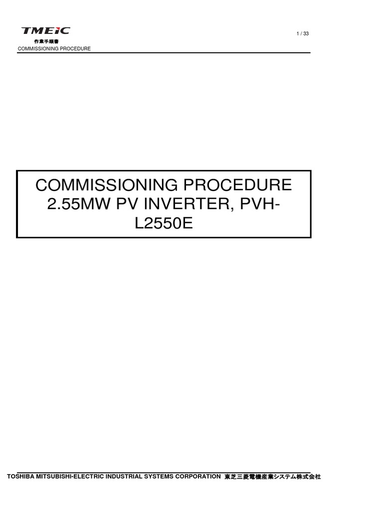 PVHL2550E Commissioning Procedure Rev3 (EN) PDF PDF Fuse