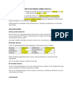 Contrato de Prenda Sobre Vehiculo