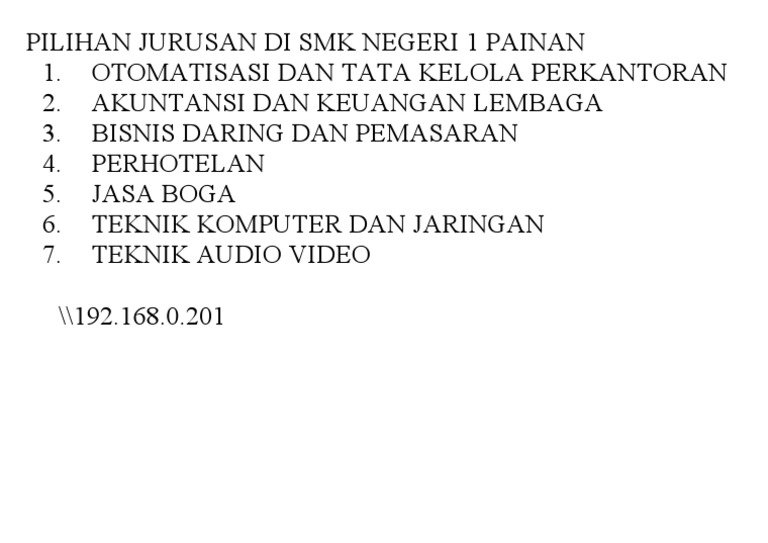 Pilihan Jurusan Di SMK Negeri 1 Painan | PDF