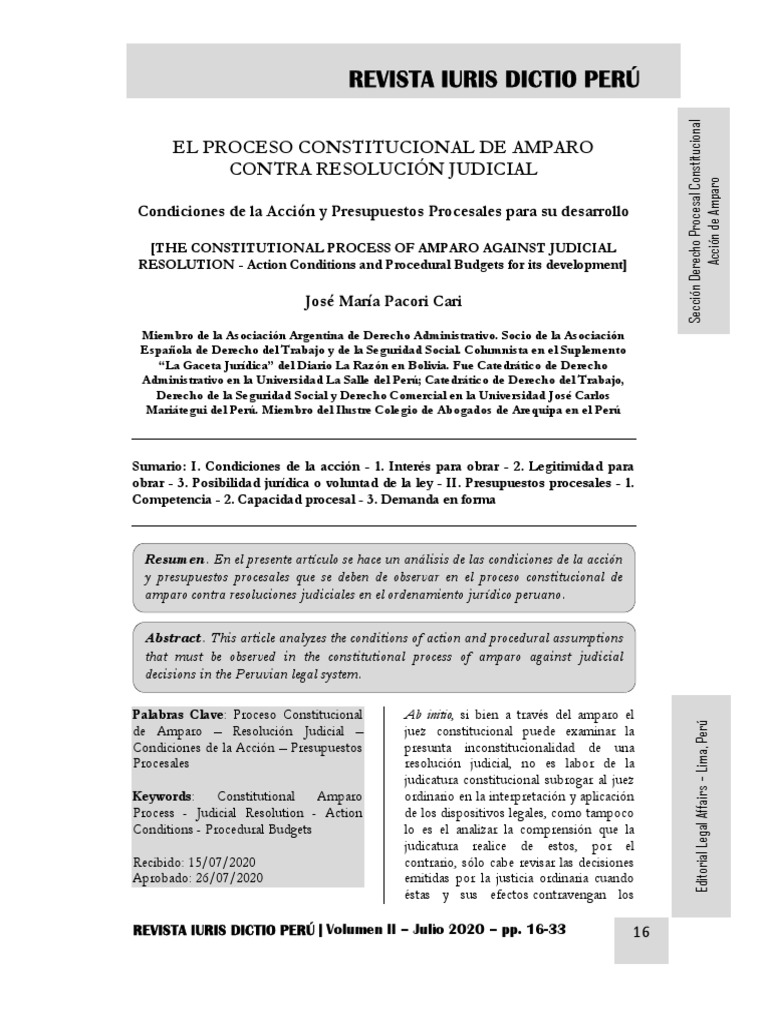 Amparo Constitucional contra Resoluciones Judiciales | PDF | Ley ...