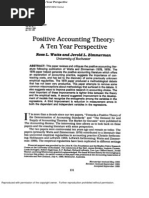 Positive Accounting Theory A Ten Year Perspective. Watts, Ross L. Zimmerman, Jerold L.