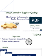 Taking Control of Supplier Quality:: 5 Best Practices For Implementing A Successful Supplier Governance Program