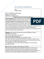 Children Literature Evaluation Form-Contemporary Realistic Fiction