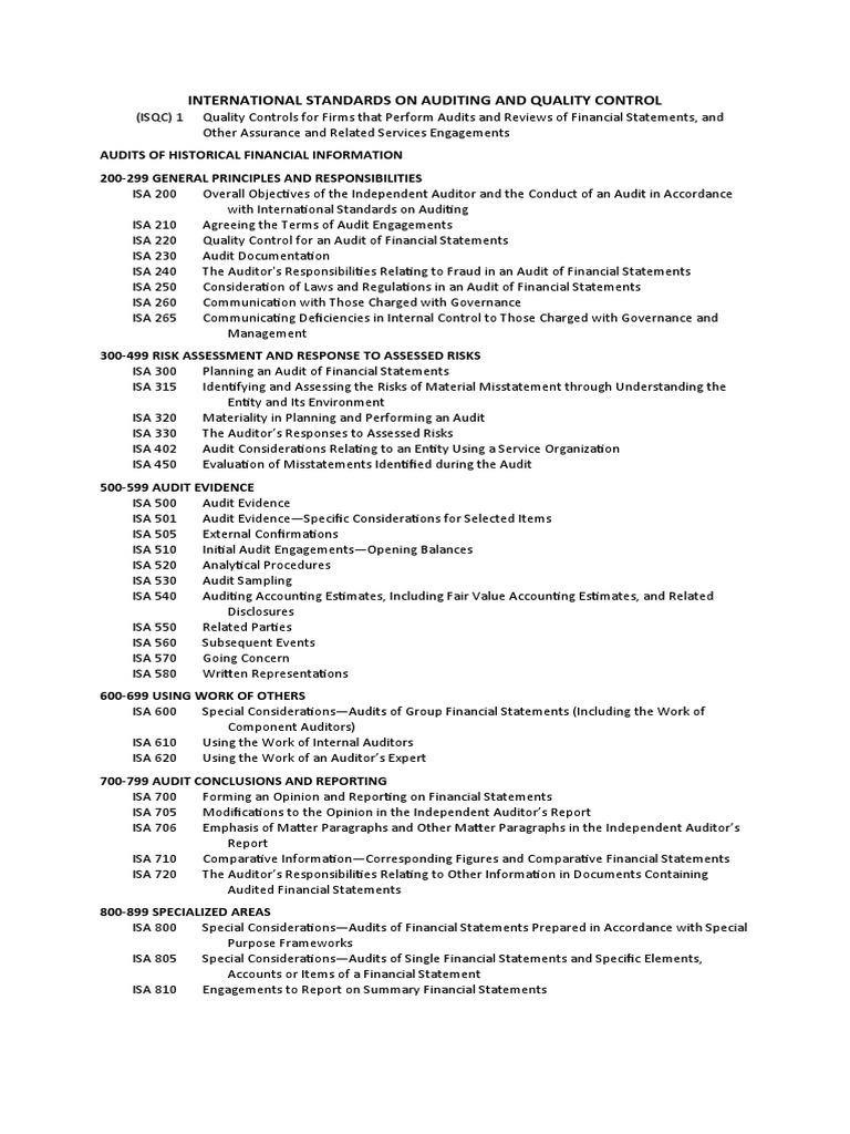 Auditing Standards Overview and Quality Control | PDF | Financial Audit ...