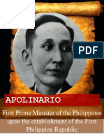 Apolinario Mabini: First Prime Minister of The Philippines Upon The Establishment of The First Philippine Republic