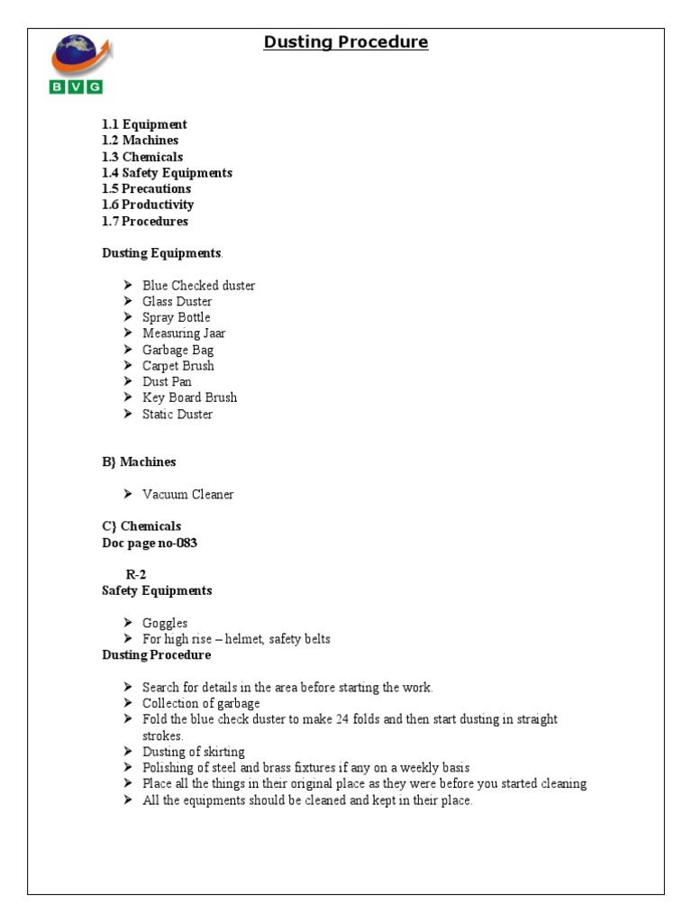 Dusting Procedure PDF