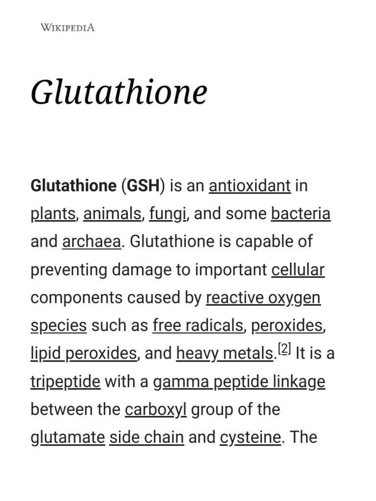 Overview of Glutathione Functions | PDF | Glutathione