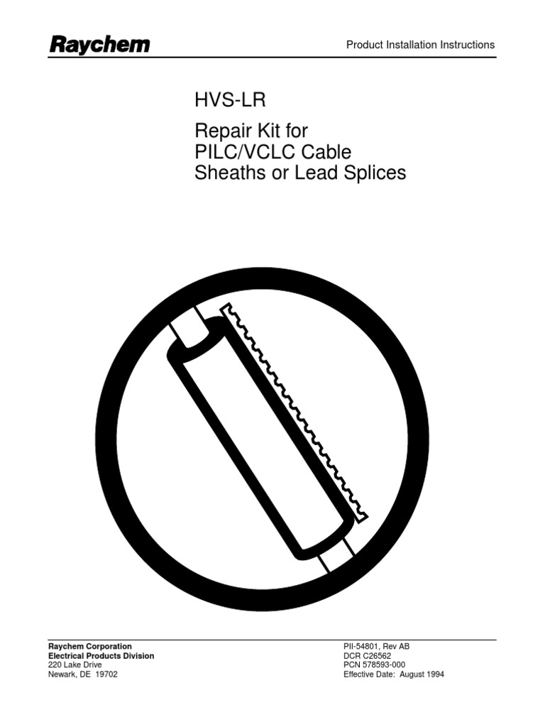 HVSLR Repair Kit For PILC/VCLC Cable Sheaths or Lead Splices PDF
