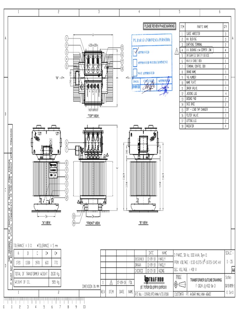 28. General Arrangement Transformer SQ1801981 (1000 kVA)
