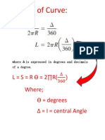 Length of Curve:: L S R Ɵ 2 R (Where Ɵ Degrees I Central Angle