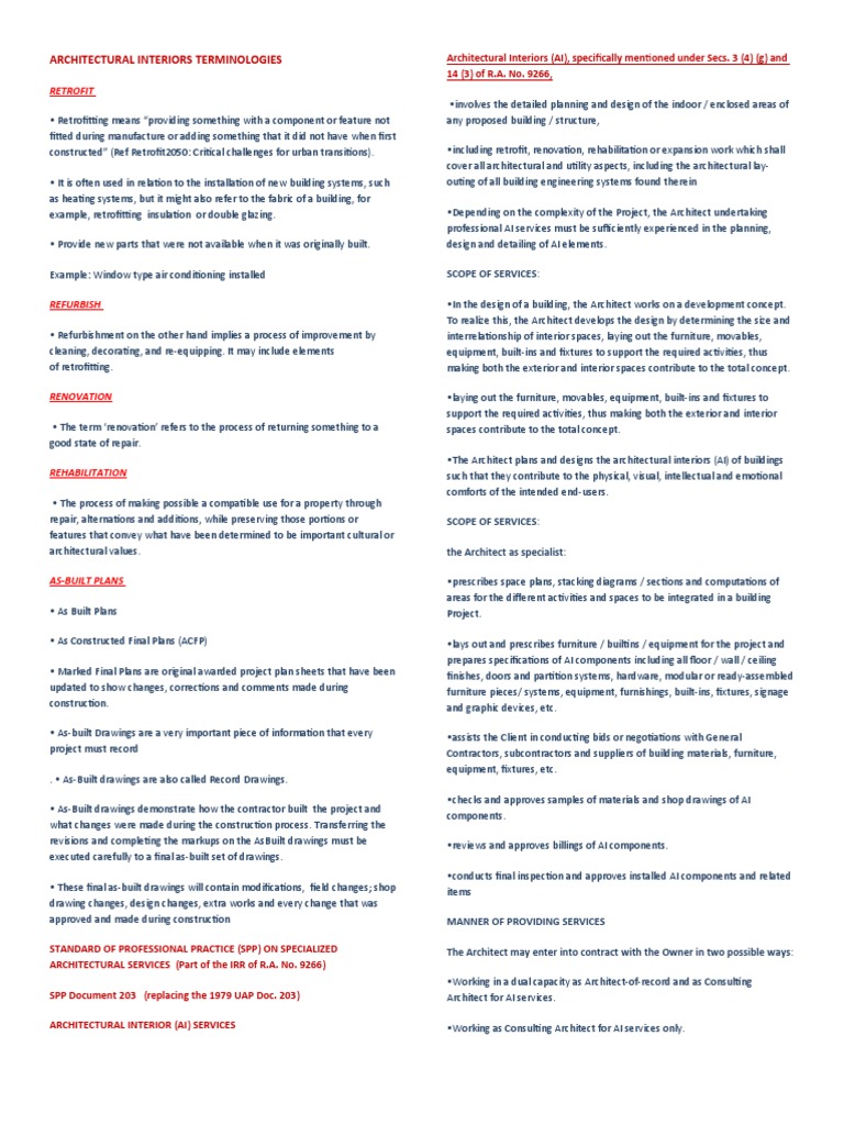 Architectural Interiors Terminology Guide | PDF | Interior Design ...