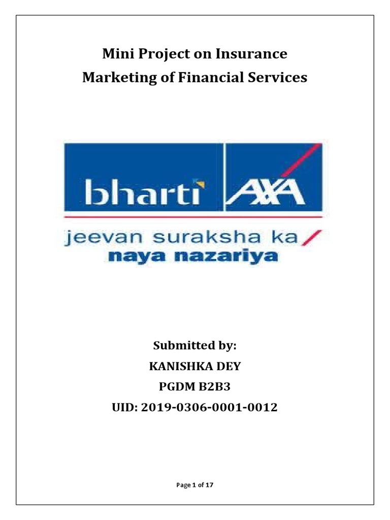 Mini Project On Insurance Marketing of Financial Services: Submitted By ...