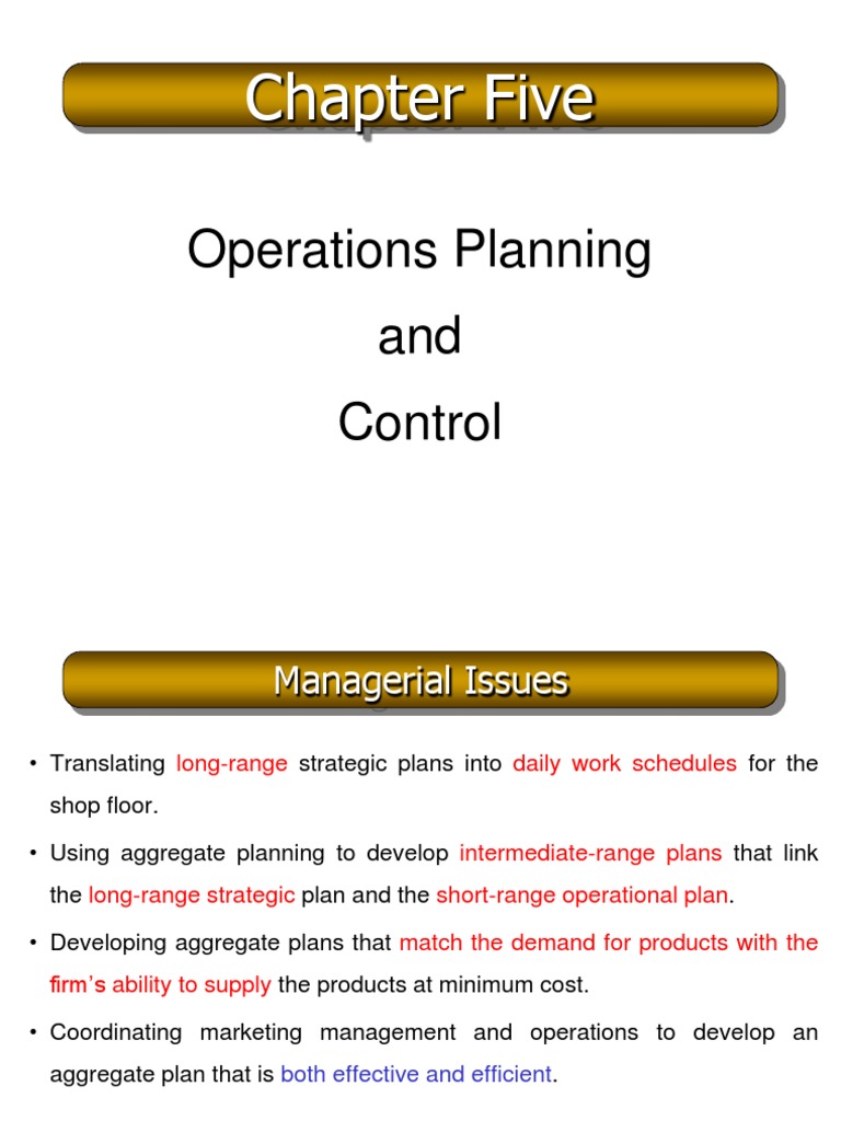 CH 5 Operations Planning & Control | PDF | Enterprise Resource Planning