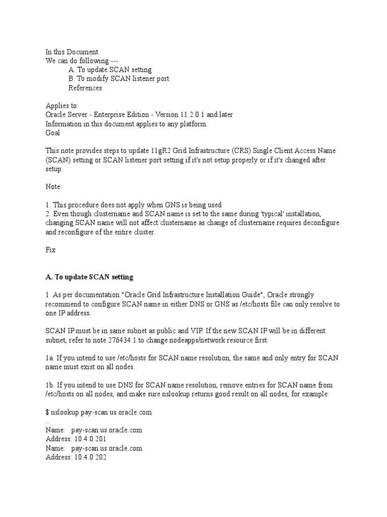 How To Modify Scan and SCAN Listener PDF Port Networking