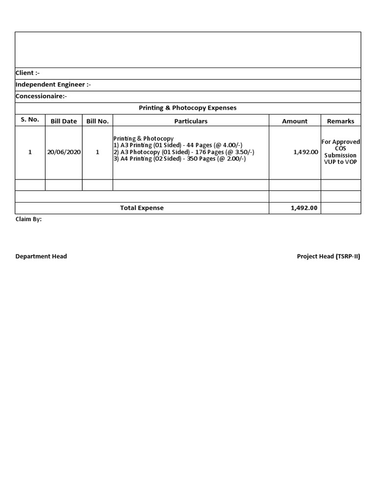 Printing and Photocopy Expense Report | PDF | Technology & Engineering