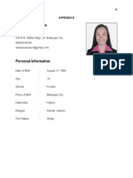 Curriculum Vitae: Personal Information