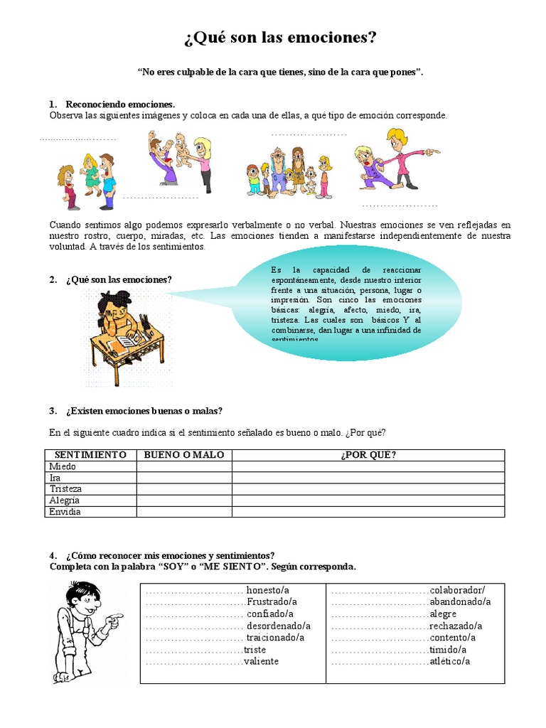 Reconocimiento y manejo de emociones | PDF | Las emociones ...