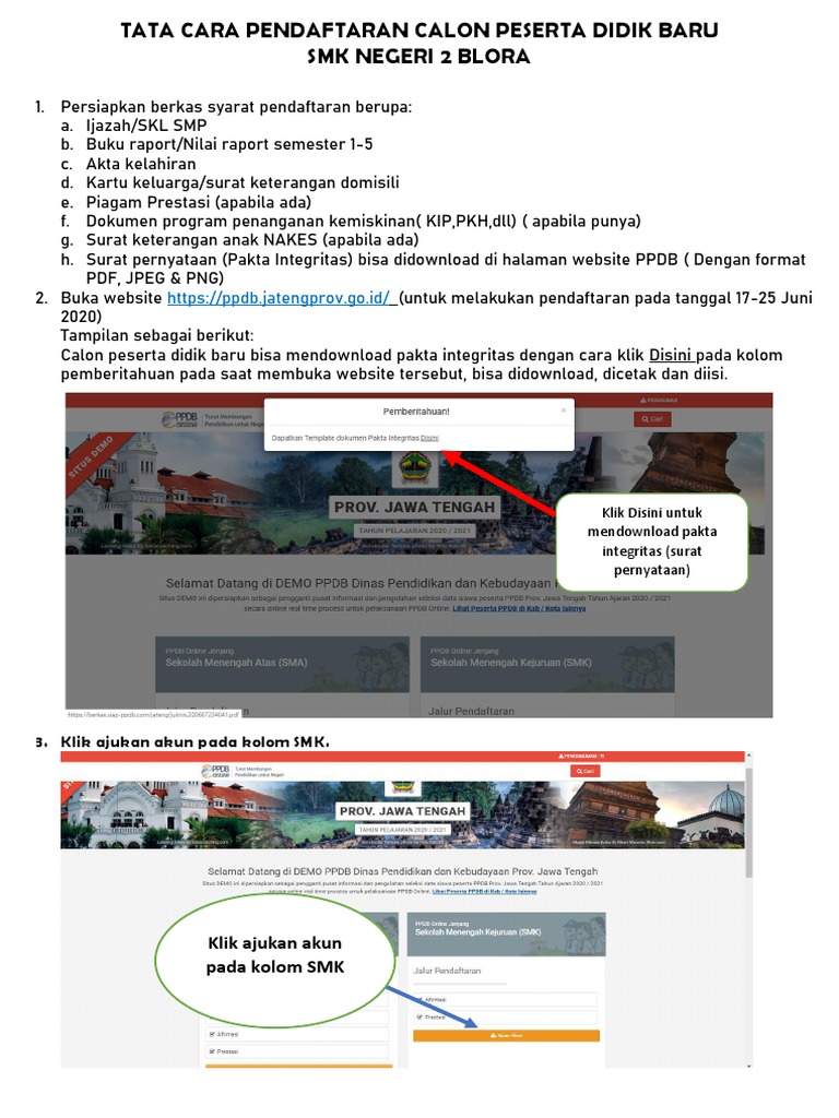 Tata Cara Pendaftaran Calon Peserta Didik Baru Min Pdf