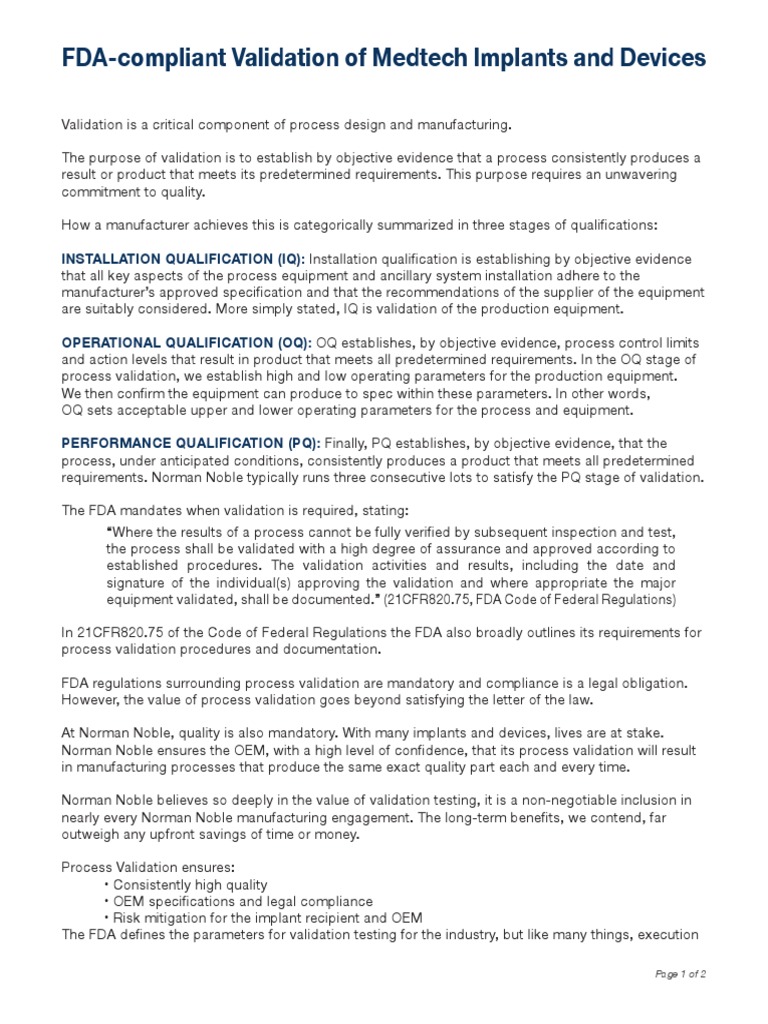 FDA-compliant Validation of Medtech Implants and Devices: Installation ...