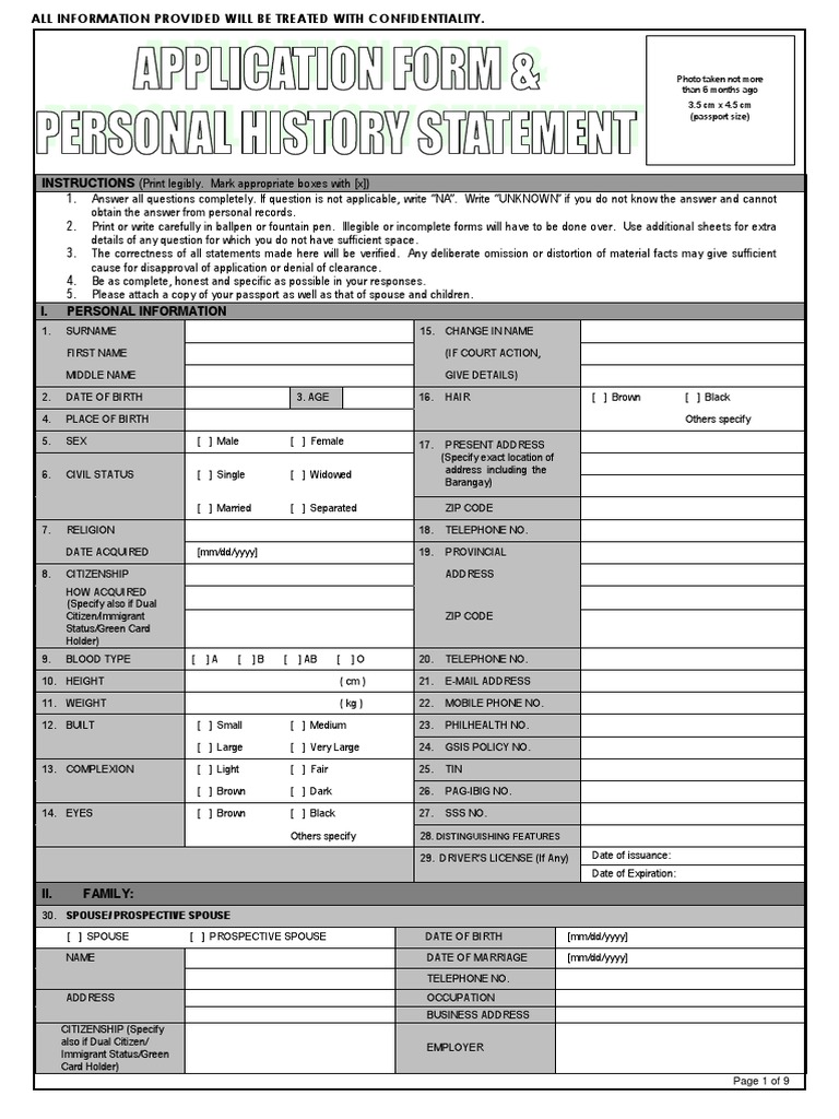 PHS Form Applicant With Confidentiality PDF | PDF | Crime & Violence ...