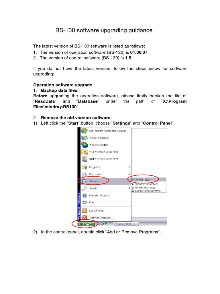 BS-130 Software Upgrade Instructions | PDF | Computers
