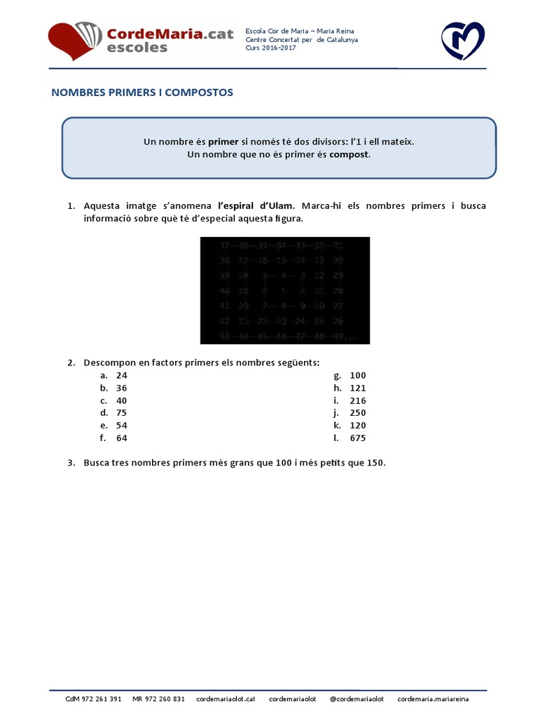 Nombres Primers I Compostos PDF