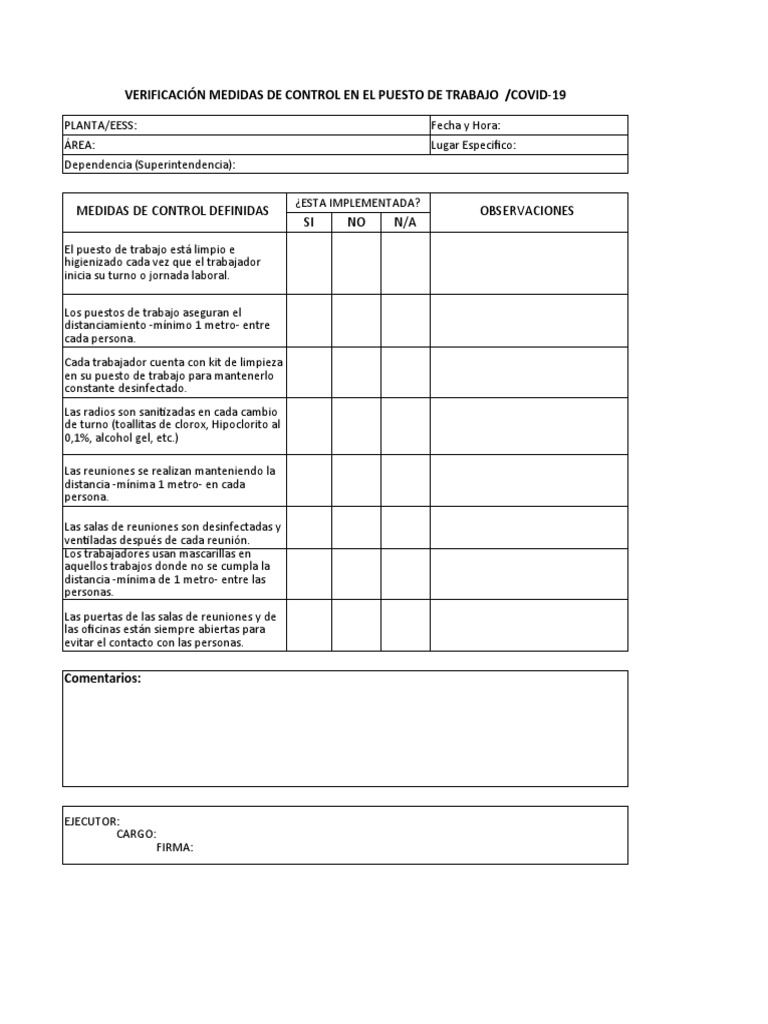 Check List Covid19 Puesto de Trabajo PDF