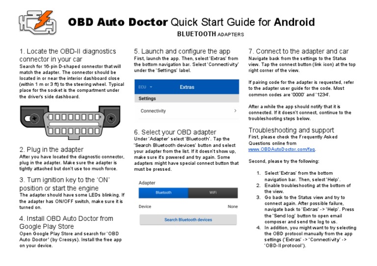 OBD Auto Doctor Android Setup Guide | PDF | Computing | Software